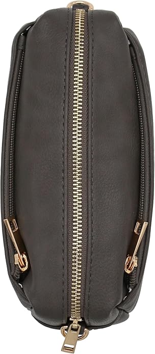 FashionPuzzle Triple Zip Small Crossbody Bag