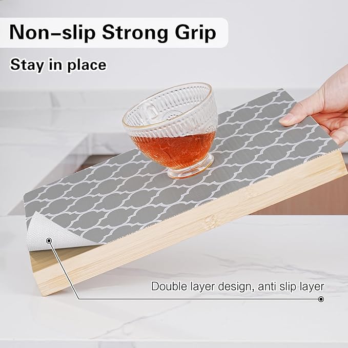 Drawer and Shelf Liner for Kitchen Cabinet,Non-Adhesive Cabinet Liner 24in x 20FT,Waterproof Shelf Paper Non-Slip Mats Cupboard Liner Contact Protect Dresser/Shelves/Table-Grey Lantern