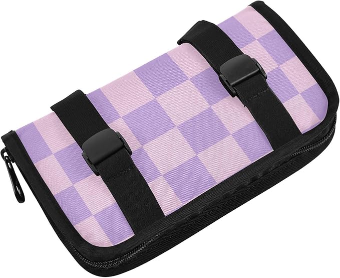 Car Tissue Holder Car Napkin Holder Car Tissue Box Dispenser Storage Case Sun Visor Mask Holder with Adjustable Straps Reusable Refillable Checkered Purple
