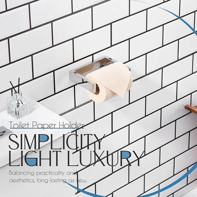 KOKOSIRI Toilet Paper Holder Spring Loaded Bathroom Toilet Roll Holder Wall Mount Stainless Steel Polished Chrome B2011CH
