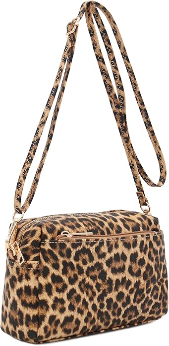 FashionPuzzle Triple Zip Small Crossbody Bag