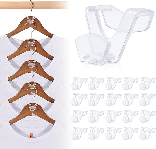 HOUSE DAY Space Saving Hangers 100 Pack, Clear Clothes Hanger Connector Hooks, Heavy Duty Hangers Space Saver, Premium College Dorm Room Essentials, Closet Organizers and Storage