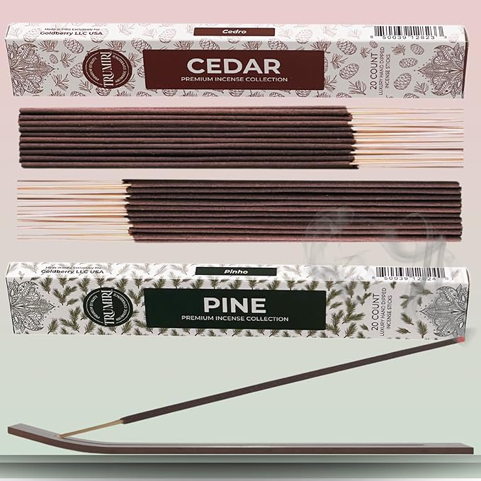 Trumiri Incense Sticks - Combo Pack of 40 Insence-Sticks - 20 Cedar + 20 Pine - Insenses - Insents - Incents - Inscense - Incence - Incienso - All Natural Incense Sticks