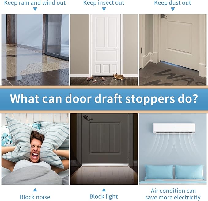 GroTheory 2 Pack Door Draft Stopper, Under Door Sweep for Exterior & Interior Doors, Weather Stripping Door Seal, Garage Window Blocker Noise Cold Air Insulation, Draft Guard Grey 2" W x 39" L