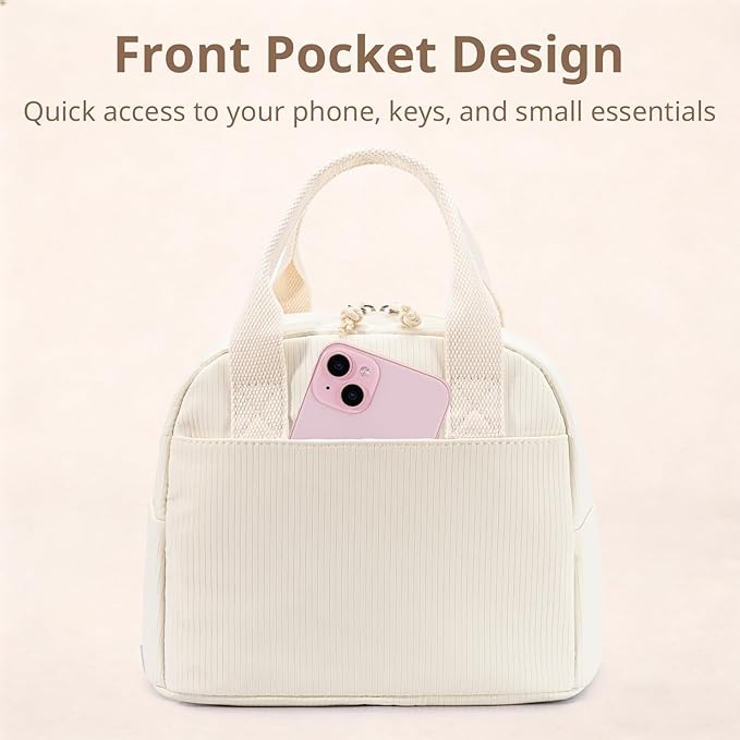 LOVELYWIND Lunch Bag for Women, Insulated Lunch Box, Reusable Water-Resistant Lunchbox Cooler with Front Pocket, Large Capacity Lunch Tote Bag for Work, Travel, Picnic