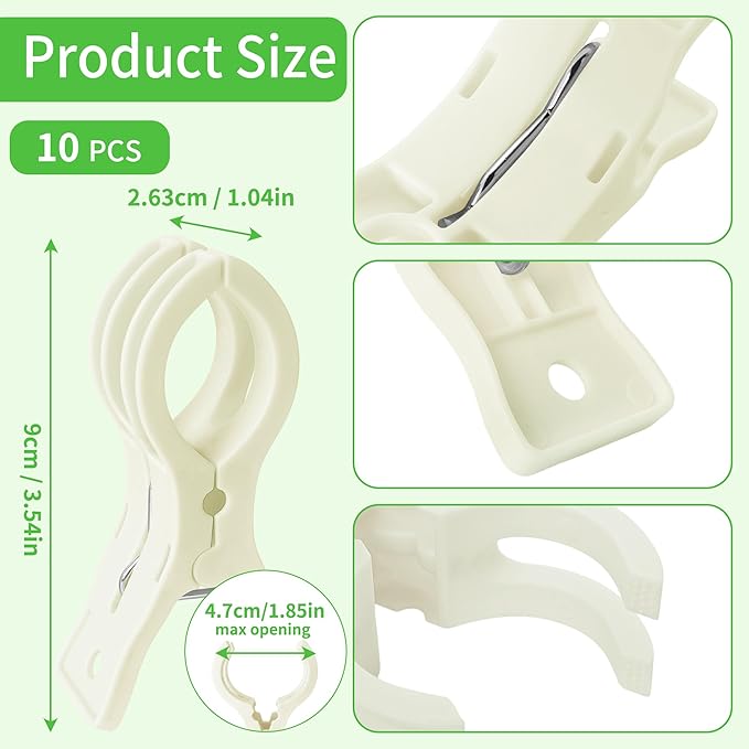 PUGPIU 10 Pack Plastic White Balloon Arch Clips for Backdrop | 3.5 Inch Heavy-Duty Spring Clamps for Birthday Decor | Crafts | Photo Studios