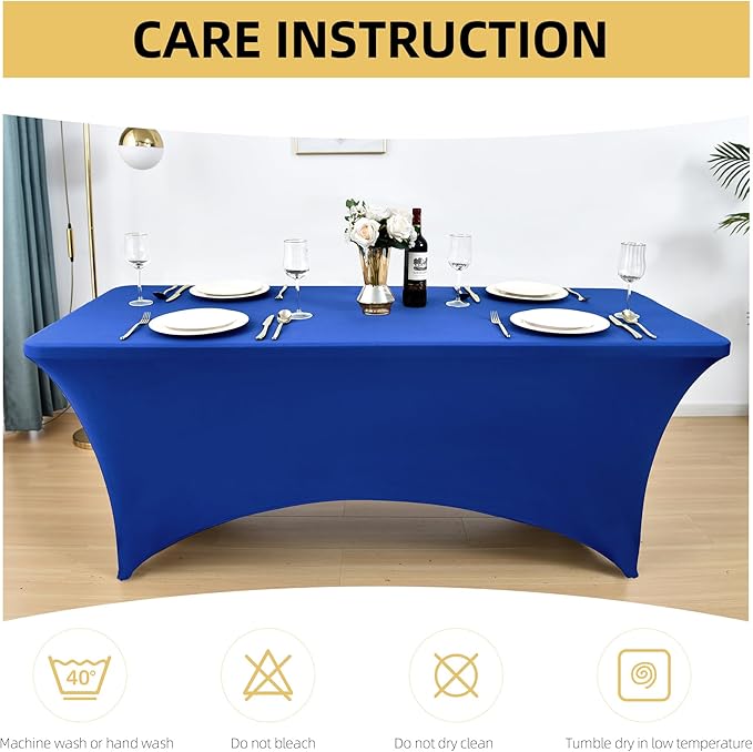 ZarzaaSik 2-Pack 4ft Spandex Table Covers for Rectangular Folding Tables - Wrinkle Resistant Stretch Tight Table Cloths - Ultimate Fitted Table Protector for Parties, Banquet, and Wedding