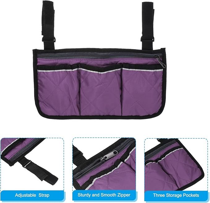 PATIKIL Beach Chair Armrest Bag, Waterproof Beach Chair Hanging Storage Pouch Arm Rest Magazine Snack Bag with 4 Pockets for Camping Outdoors