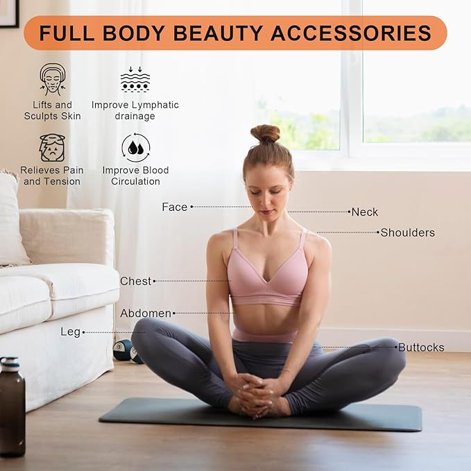 Gua Sha Facial Tools Body Massager,Lymphatic Drainage,Sculpting,Lifting,de-Puff Tool,Full Body Massage Tool for Face/Neck/Shoulder/Back/Leg,Beauty Tools Accessories