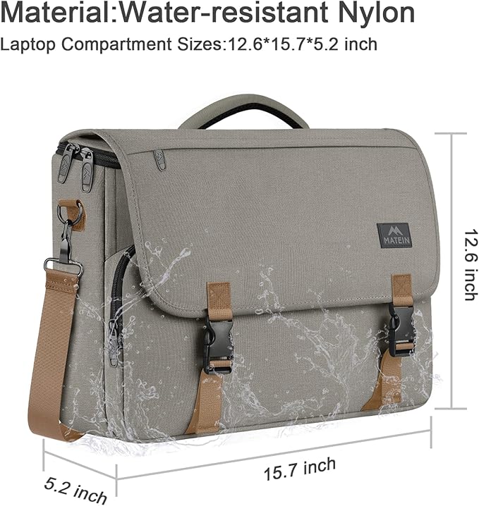 MATEIN Messenger Bag for Men, Briefcases Lightweight Men's Laptop Bag 15.6 inch Water Resistant Crossbody Satchel Computer Work Office Case with Shoulder Strap, Brown