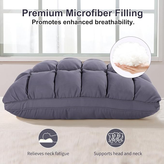 YOUR MOON Soft Pillows King Size for Sleeping, Support Bed Pillows, Fluffy Down Alternative Pillow, Luxury Hotel Gel King Pillows for Side Sleeping (Gray)