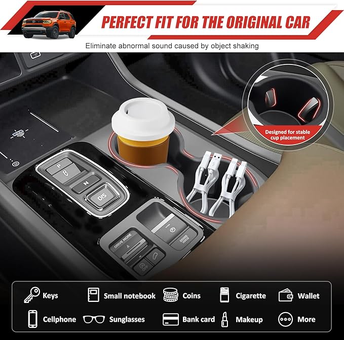 Cup Holder Coaster Fit for 2023-2025 Honda Pilot& 2024-2026 Passport/Ridgeline Accessories Cup Holder Mat Pad Inserts Interior CupHolder Liner for 2024 Pilot(for Pilot/Passport/Ridgeline)