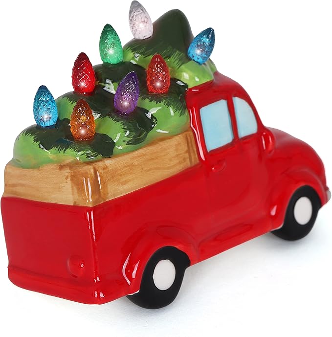 Milltown Merchants Ceramic Night Light - Plugin Vintage Tree with Lights - Mini Decorative Tree