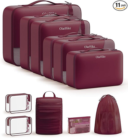 11 Set Packing Cubes for Travel, Gifts for Women Mom,Anti-Tearing Suitcase Organizer,OlarHike Vacation Essentials & Accessories for Cruise Ship