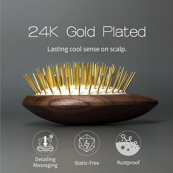 Uffy Acubrusher – 24K Gold-Plated Gua Sha Hair Brush - Ergonomic Scalp Massager for Dandruff & Hair Growth, Suitable for All Hair Types - Ideal Gift for Mom in Turquoise Blue