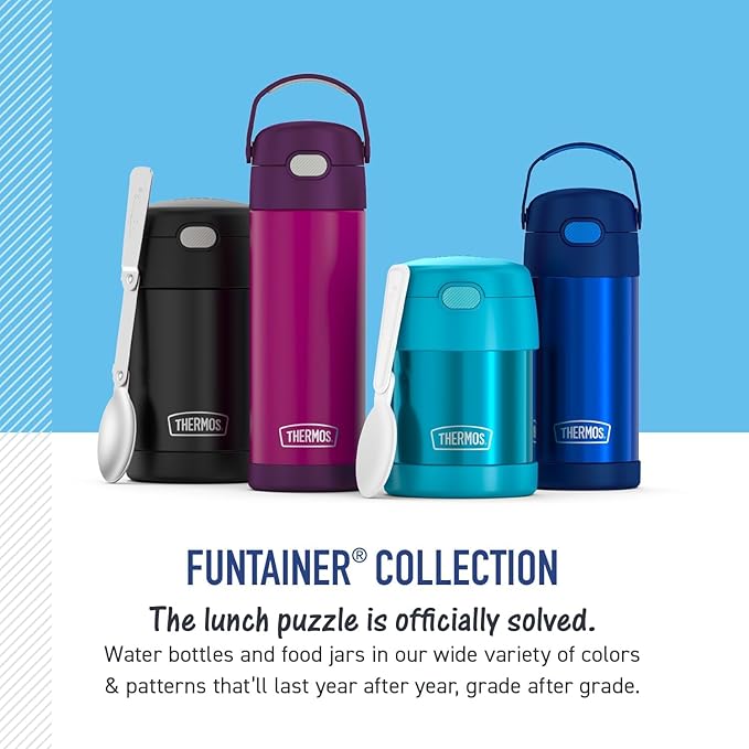 THERMOS FUNTAINER Water Bottle with Straw - 12 Ounce - Kids Stainless Steel Vacuum Insulated Water Bottle with Lid, Hot Wheels