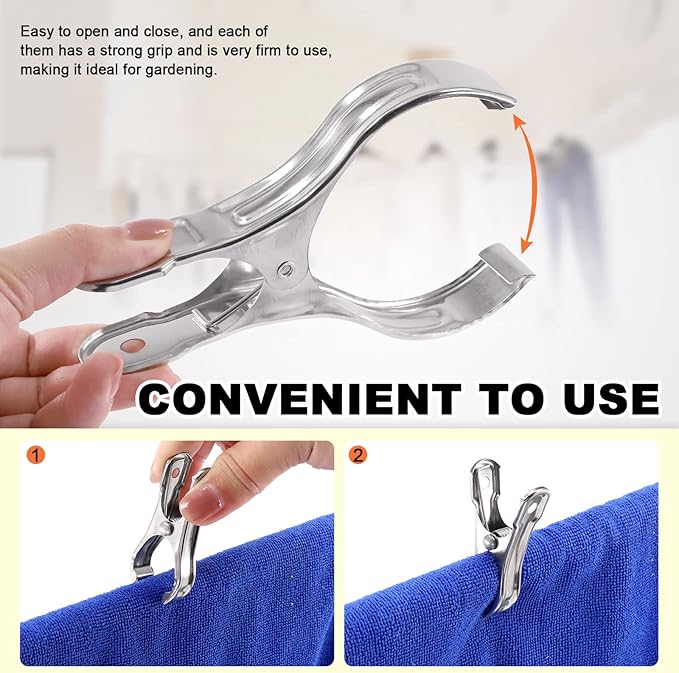 Tanstic 20 Pcs 5.1 Inch Stainless Steel Greenhouse Clamps Garden Clips Greenhouse Clips Heavy Duty Garden Clips with Strong Grip and Large Open Mouth for Netting Holding