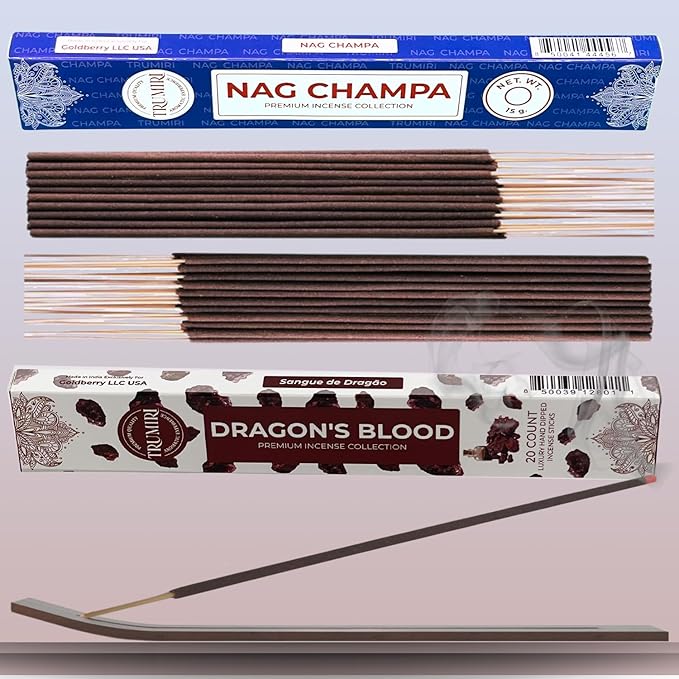 Trumiri Incense Sticks - Combo Pack of 35 Insence-Sticks - 15 Nag Champa + 20 Dragons Blood - Insenses - Insents - Incents - Inscense - Incence - Incienso - All Natural Incense Sticks