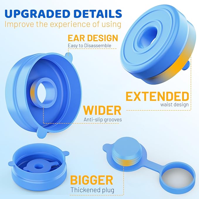 Myvision Reusable 3-5 Gallon Water Jug Caps, Secure Cap for Water Dispenser,No Spill Silicone Replacement Cap,Suitable for bottle mouths with diameters ranging from 1.89 to 2.16 inches (5)