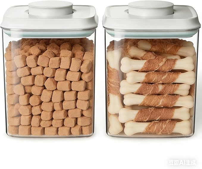 Ankou 2 Pack Airtight Dog Food Storage Containers, 2.8 QT Each, One-Touch Pop Lids, BPA-Free | Clear Stackable Canisters for Pet Food & Cat Treats