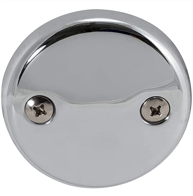 EZ-FLO 2-Hole Bathtub Overflow Face Plate with Screws, Chrome Finish, 35245