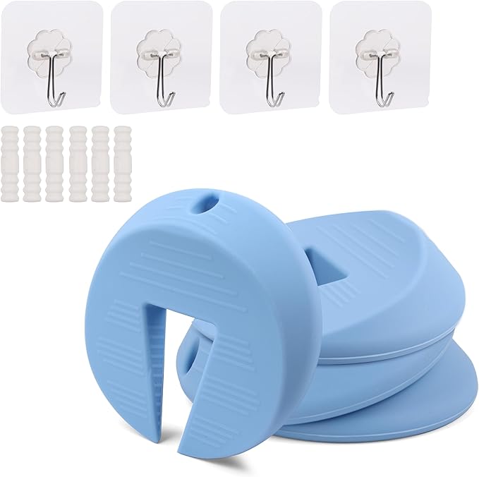 Door Pinch Guard and Door Slam Stopper, Durable Silicone Door Finger Pinch Guard, Prevents Finger Pinch Injuries, Slamming on Even Heavy Doors, Door Safety for Kids, 4 Packs Blue Upgraded.