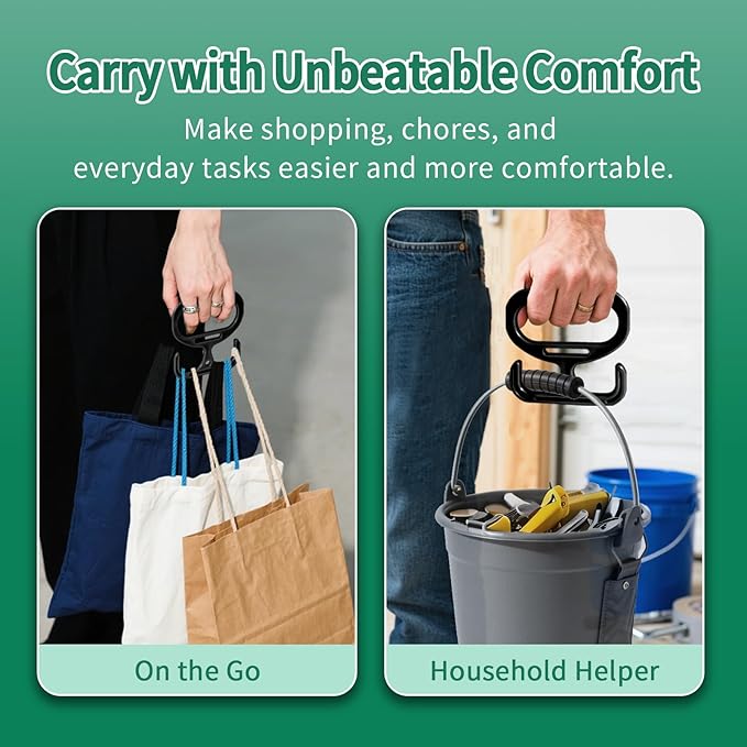 2-Pack Grocery Bag Carrier, Heavy Duty Grocery Bag Holder, Each Holds Up to 100lbs – Comfortable Grip for Carrying Shopping Bags, Grocery Bags, Buckets & More, Reusable & Easy to Carry
