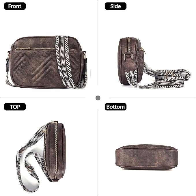 BOSTANTEN Quilted Crossbody Bags for Women Vegan Leather Purses Small Shoulder Handbags with Wide Strap