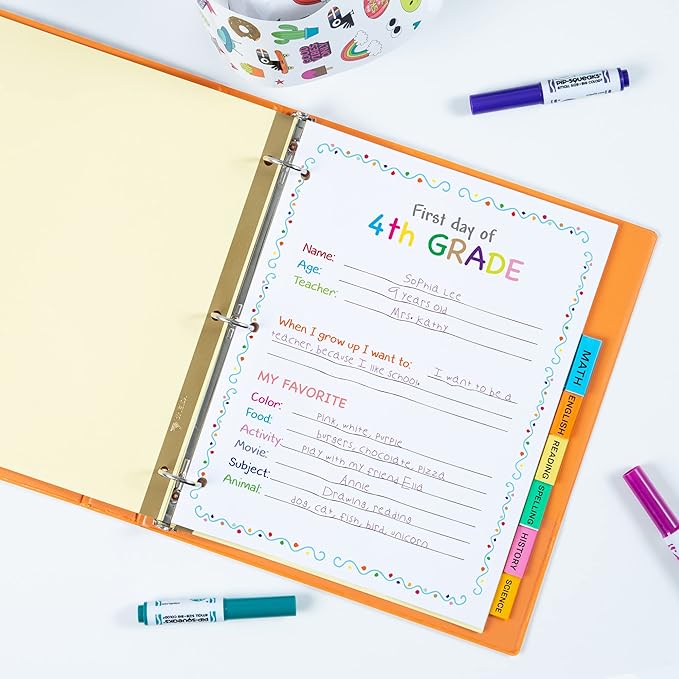 Avery Insertable Dividers for 3 Ring Binders, 8 Tabs per Set, Multicolor Big Tabs, Buff Paper with Gold-Reinforced Holes, Great for Organizing Reports, Projects, and More (11111)