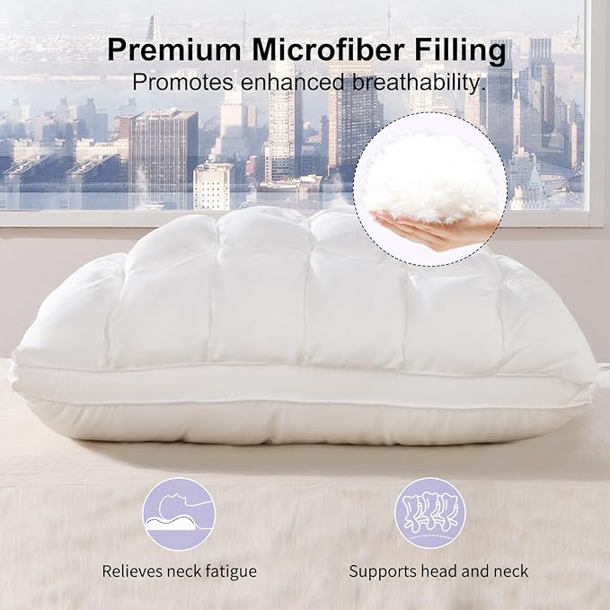 YOUR MOON Soft Pillows Standard for Sleeping, Support Bed Pillows, Fluffy Down Alternative Pillow, Luxury Hotel Gel Standard Pillows for Side Sleeping (White)