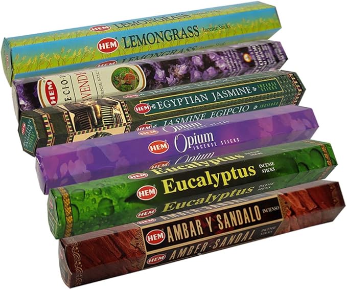 Hem Incense Sticks Variety Pack #28 and Incense Stick Holder Bundle with 6 Outstanding Fragrances