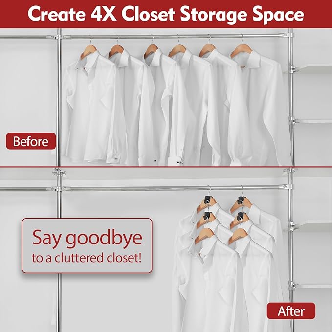Space Saving Hanger Hooks 30Pcs, Upgrade Heavy Duty Space Saver Hangers Connector Hooks for Clothes, Premium Hanging Closet Organizer for Dorm, Garment Hanging Hooks, Black