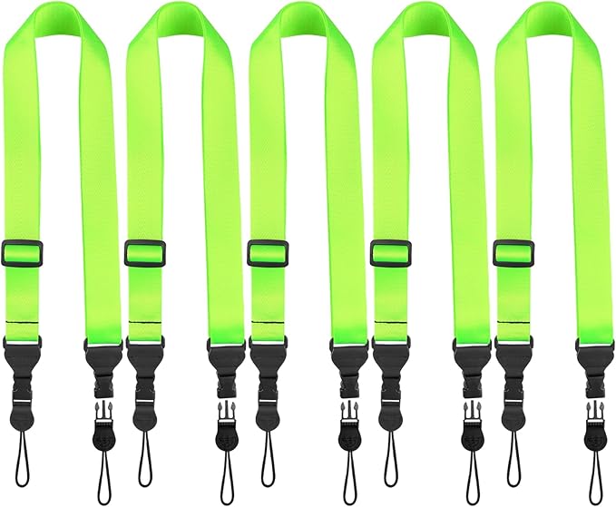 5 Pack Nylon iPad Strap, Adjustable Camera Neck Strap, Comfortable Shoulder Strap for iPad, Cellphone Tablet, Camera, Laptop, Binocular(Fluorescent Green Universal Neck Lanyard)