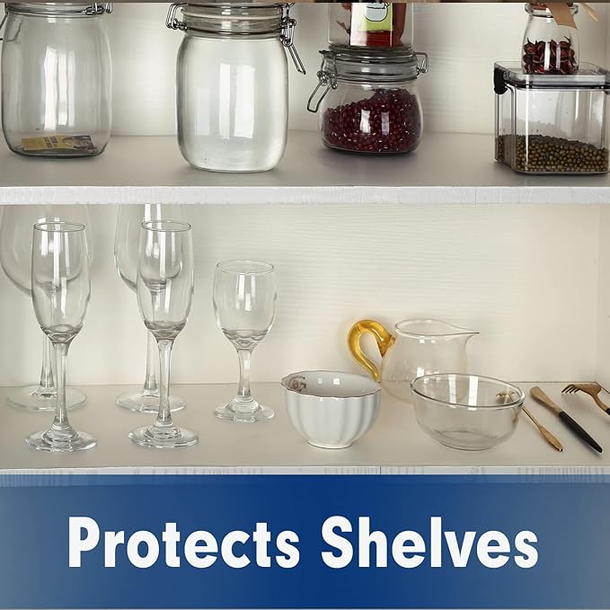 Shelf Liner, Drawer Liner, 12 x 120 Inches Cabinet Liner for Kitchen Cabinets Non-Adhesive Shelf Liners, Waterproof Shelf Paper with Non-Slip, Durable Liners, Clear