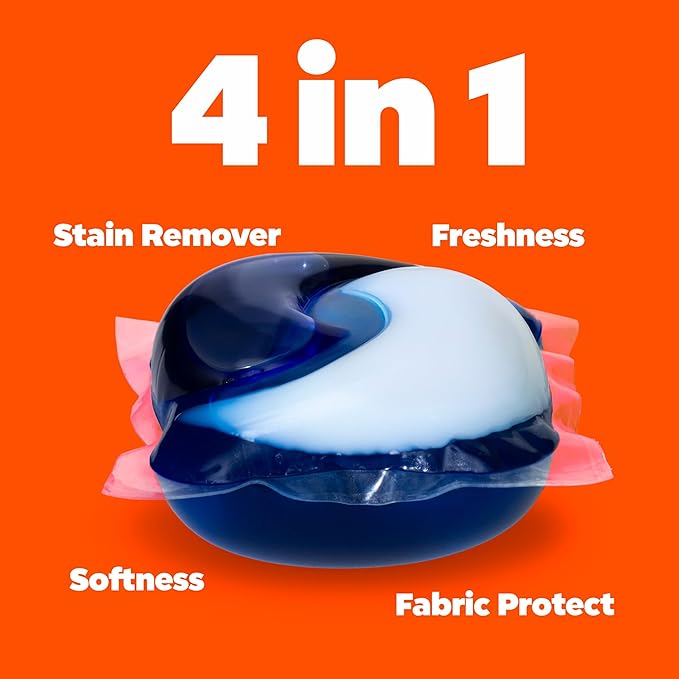 Tide PODS Laundry Detergent Soap with Downy 4-in-1 Stain Remover Freshness Softness Detergent pacs, April Fresh Scent, 57 Count