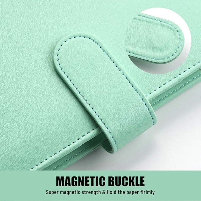 Sooez A6 Notebook Binder, 6 Ring Planner with Stylish Design, Loose Leaf Personal Organizer Binder Cover with Magnetic Buckle Closure, PU Leather Binder for Women with Soft Colors, 7.48"x5.2"