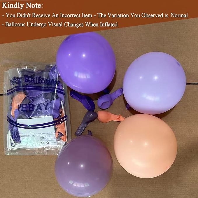 MEBAY Dusty Purple Balloon Garland Kit, 166Pcs Pastel Lavender and Macaron Orange Balloons for Girls Women Princess Wedding Baby Shower Birthday Party Decorations Supplies