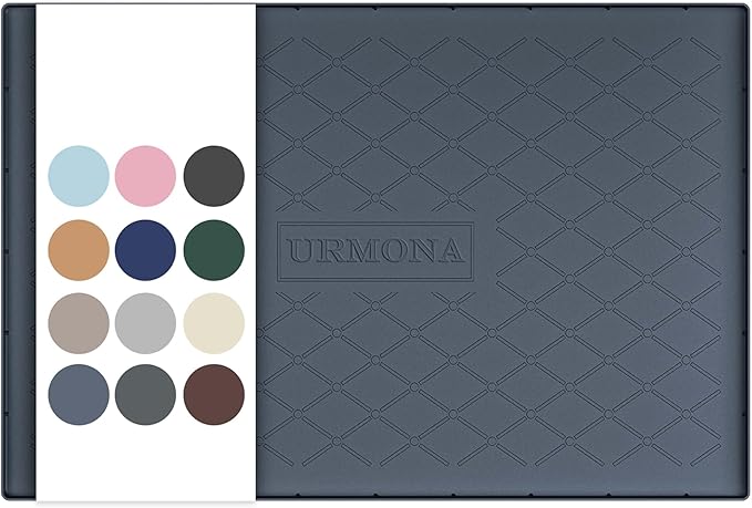 URMONA 31" x 22" Waterproof Silicone Mat in Multiple Sizes & Colors, Under Sink Mat for Kitchen & Bathroom, Pet Food Pad for Dogs & Cats, Kitchen Cabinet Liner, Multi-Purpose for Storage (Dark Grey)