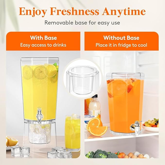 Lifewit 1 Gallon Drink Dispenser for Parties, 4L Plastic Beverage Container with Stand for Juice/Tea/Soda & Lemonade, Clear Water Pitcher with Spigot for Mimosa Bar Hosting 39 x 16 cm/15x6"
