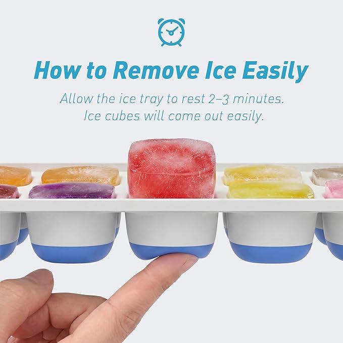 Ice Cube Tray with Lid, 4 Packs 56 Cubes Durable Stackable Ice Cube Trays for Freezer with Removable Lids, Easy-Release Plastic & Silicone Ice Tray for Cocktail, Coffee