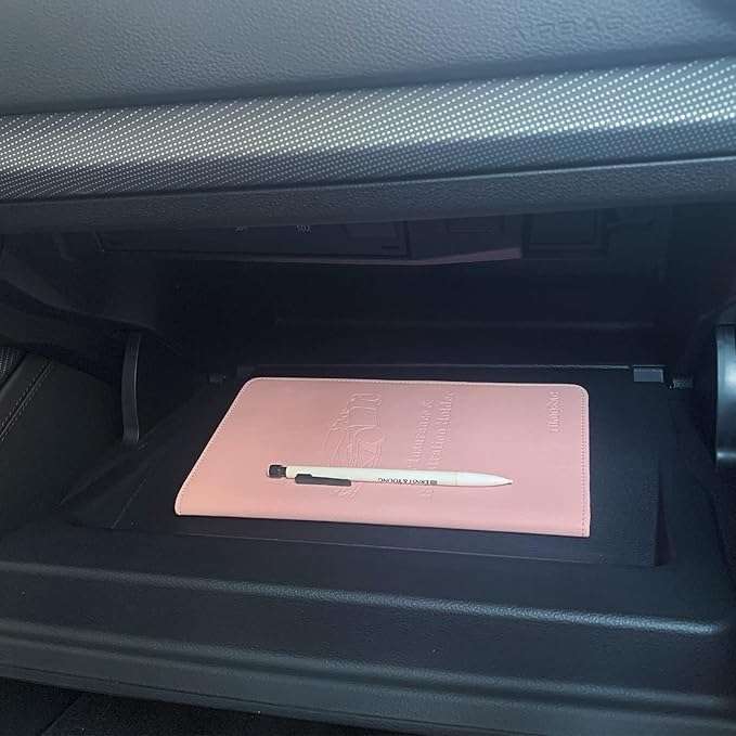 TILDOSAC Leather Car Registration and Insurance Card Holder, Car Document Holder for Cards License with Magnetic Shut (Pink, large)