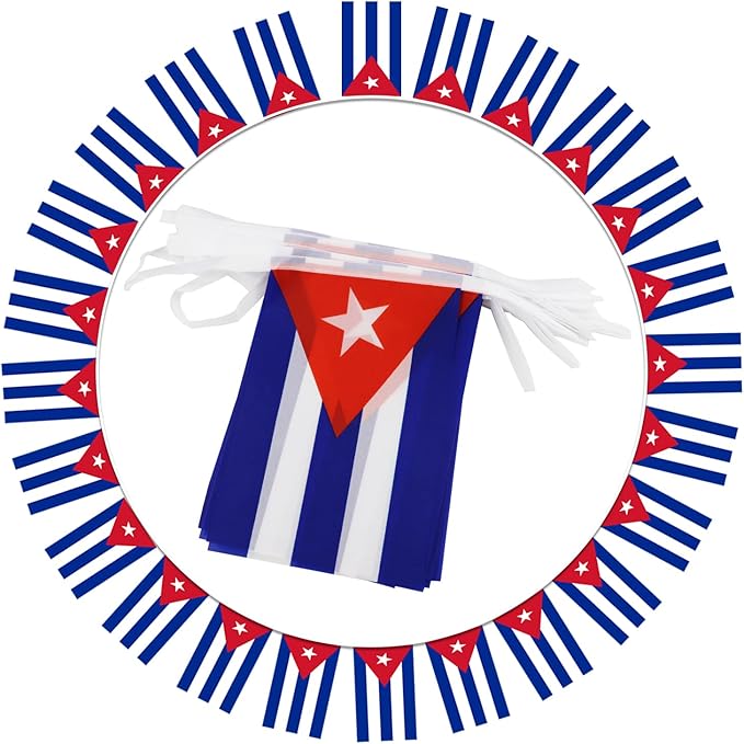 Cuba String Flag Pennant Banner - 38 Flags, 42 Feet Small Mini Cuban Flags Bunting Banner for Country Decoration, School, Party, Sports Events