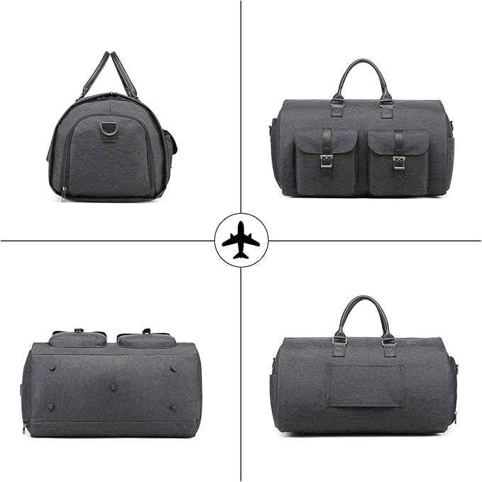 seyfocnia Convertible Travel Garment Bag, Carry-on Garment Duffel Bag for Men and Women - 2-in-1 Hanging Suitcase Suit Business Travel Bag