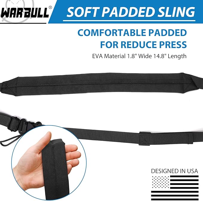 WarBull 2 Point Rifle Sling, Quick Adjust Gun Sling with HK Hook, Soft Shoulder Pad Traditional Sling for Rifle Shotgun Camera Crossbow Hunting Shooting and Outdoor Sports with Keychain Gift