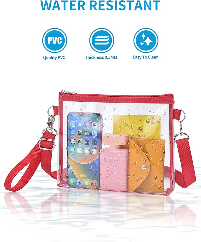 Bagenius Clear Bag for Stadium Events, Clear Purse with Detachable Strap, Sports fan Handbag Purses for Game Day and Concert