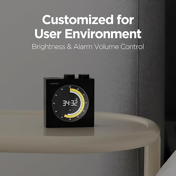 mooas Time Loop Digital Visual Timer, Rechargeable Wireless, LCD Large Display, Portable, Visual Timer, Brightness Adjustment, Count Up/Down, Pomodoro Timer for ADHD, Study, Home Schooling (Black)