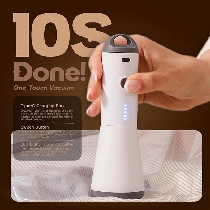 Vacuum Bags for Travel with Rechargeable Air Pump, Carry-on Size Compression Packing Bags for Luggage and Suitcase, Space Saver for Clothes and Clothing, 15 Large Size