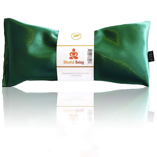 Lavender Eye Pillow | Hot or Cold Weighted Satin Eye Mask perfect for Sleeping, Yoga, Meditation | Gifts for Women, Birthday, Teachers | Natural Herbal Relaxation | Made in USA(Emerald)