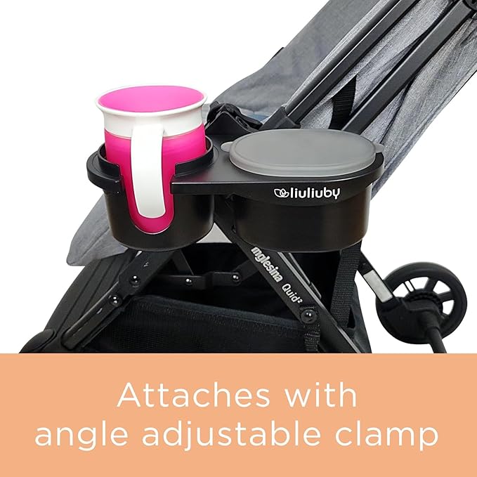 liuliuby Universal Stroller Snack Tray Attachment | Stroller Cup Holder Attachment Universal Snack Tray for Stroller Tray Attachment | Clip On Baby Stroller Accessories for Joggers, Umbrella & Wagons