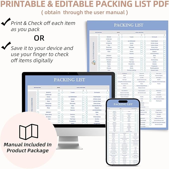 BAGAIL 9-Piece Packing Cube Set with Packing List, Luggage Packing Organizers for Travel Accessories
